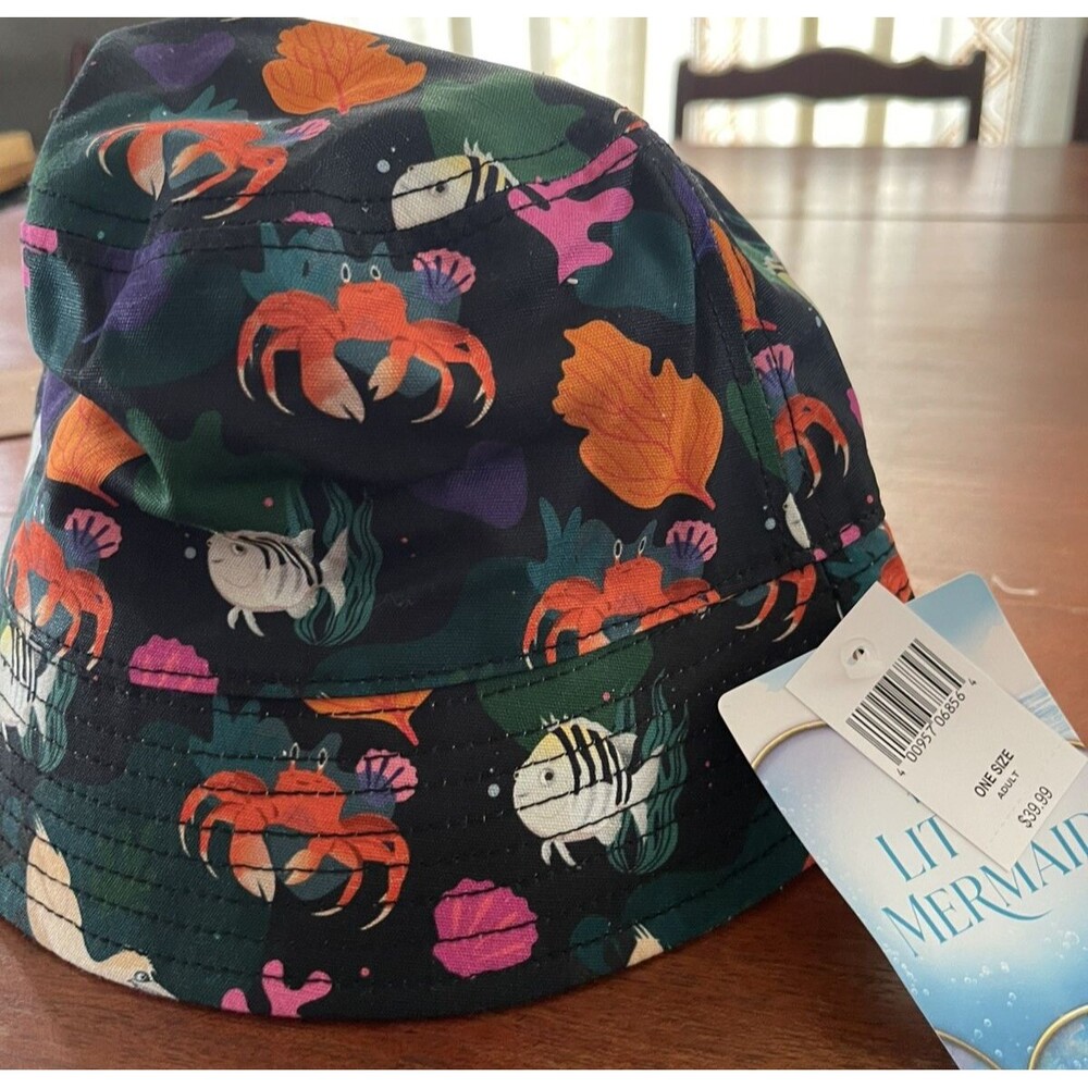 Disney Parks Ariel The Little Mermaid Reversible Bucket Sun Hat  Adult New